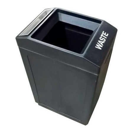 Forte 39 Gallon Sidekick Open Top Waste Container W/Ashtray, Black -